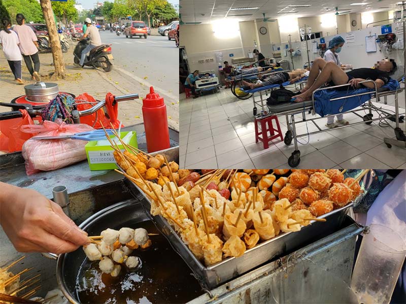 Ăn uống ở 1 quán vỉa hè cả 5 người phải cấp cứu vì ngộ độc. Ảnh: Người dân cung cấp.