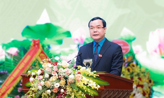 Chủ tịch Tổng Liên đoàn Lao động Việt Nam Nguyễn Đình Khang phát biểu tại Đại hội đại biểu Công đoàn Quân đội lần thứ X. Ảnh: Hải Nguyễn