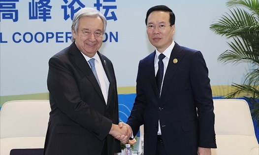  Chủ tịch nước Võ Văn Thưởng tiếp Tổng Thư ký Liên Hợp Quốc António Guterres. Ảnh: TTXVN