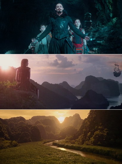 Ba điểm đến tại Việt Nam xuất hiện trong phim (từ trên xuống) - Hang Én, Vịnh Hạ Long và Ninh Bình. Ảnh: Nhà sản xuất