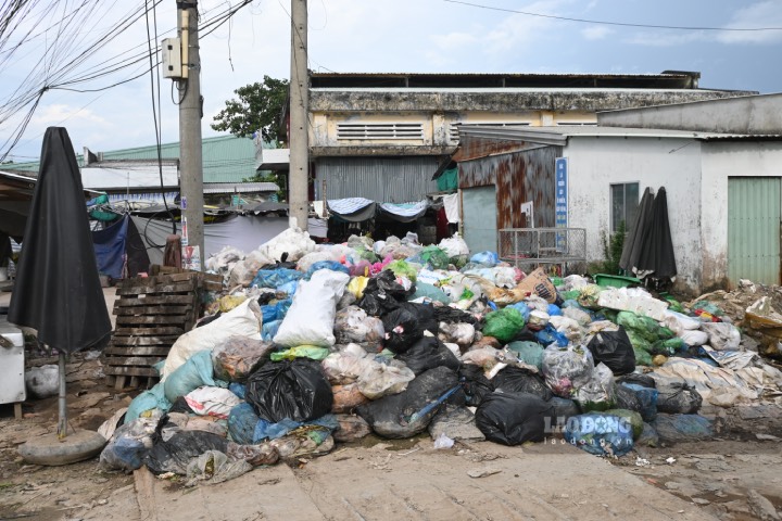 Rác thải để ở gần một chợ ở địa bàn huyện Ba Tri (tỉnh Bến Tre). Ảnh: Thành Nhân