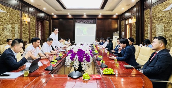 Lãnh đạo huyện Thanh Oai (Hà Nội) tiếp đoàn doanh nghiệp Nhật Bản đến tìm hiểu môi trường kinh doanh, cơ hội hợp tác đầu tư ngày 2.10. Ảnh: UBND huyện Thanh Oai 