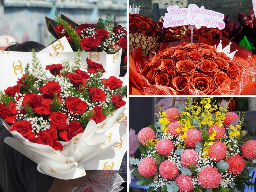 Theo ghi nhận của phóng viên, giá hoa trong ngày có tặng nhẹ, Hoa hồng có giá trung bình 10.000 đồng/bông, nhỉnh hơn 2.000 - 3.000 đồng so với cùng thời điểm năm trước. Các lãng hoa có giá khoảng 500.000 - 2 triệu đồng,