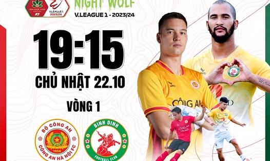 Công an Hà Nội chạm trán với Quy Nhơn Bình Định tại vòng 1 V.League 2023-2024. Ảnh: FPT Play