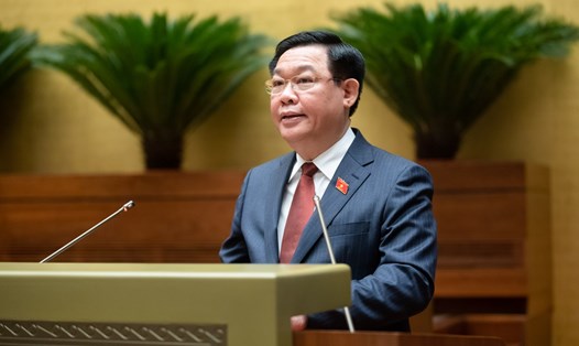 Chủ tịch Quốc hội Vương Đình Huệ phát biểu khai mạc kỳ họp sáng 23.10. Ảnh: Phạm Thắng

