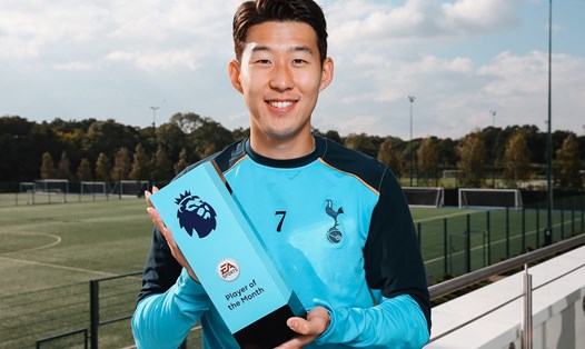 Son nhận giải cầu thủ hay nhất tháng 9 Premier League. Ảnh: Tottenham Hotspur