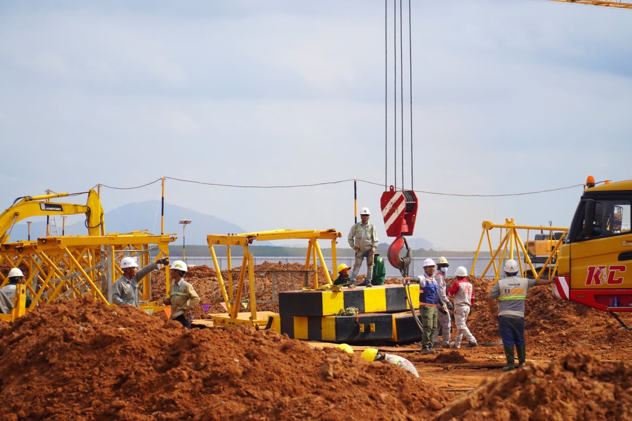 Công trường nhà ga hành khách sân bay Long Thành ở xã Bình Sơn, huyện Long Thành. Ảnh: Hà Anh Chiến