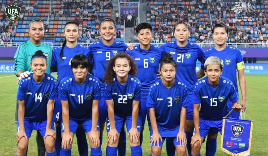Đội hình tuyển nữ Uzbekistan tại ASIAD 19. Ảnh: UFA