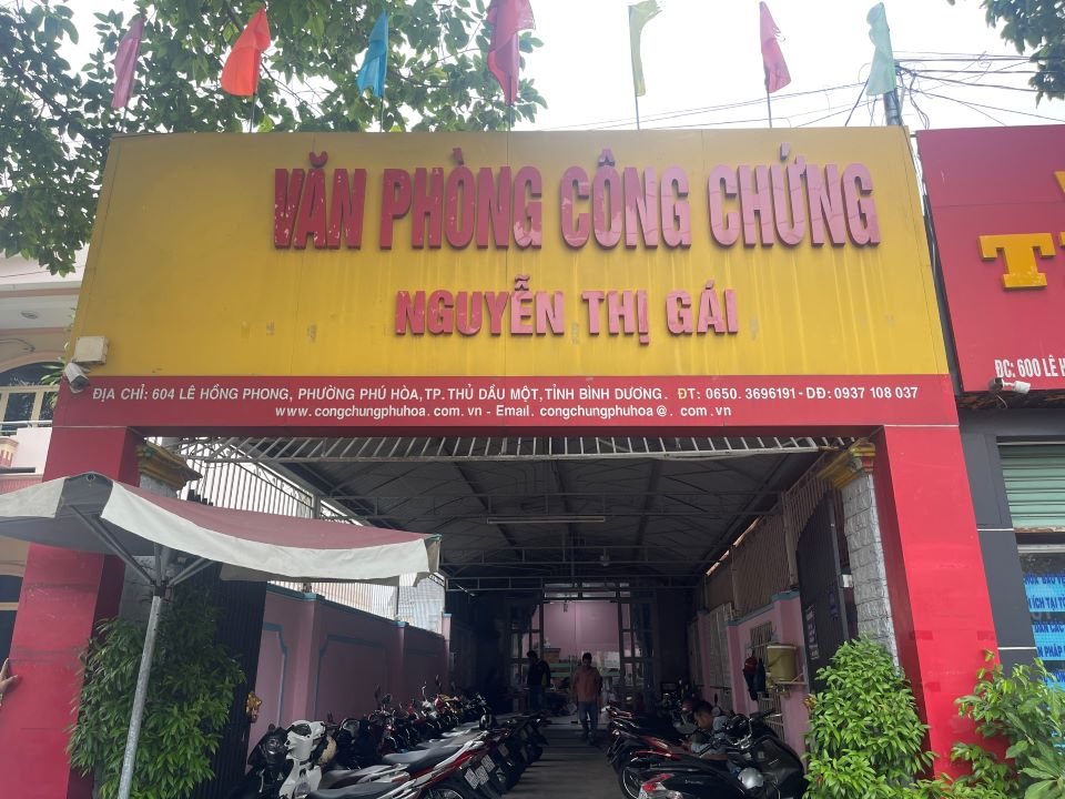 Văn phòng công chứng Nguyễn Thị Gái. Ảnh: Dương Bình