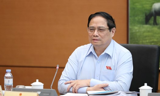 Thủ tướng Chính phủ Phạm Minh Chính phát biểu tại phiên thảo luận, sáng 24.10. Ảnh: T.Vương