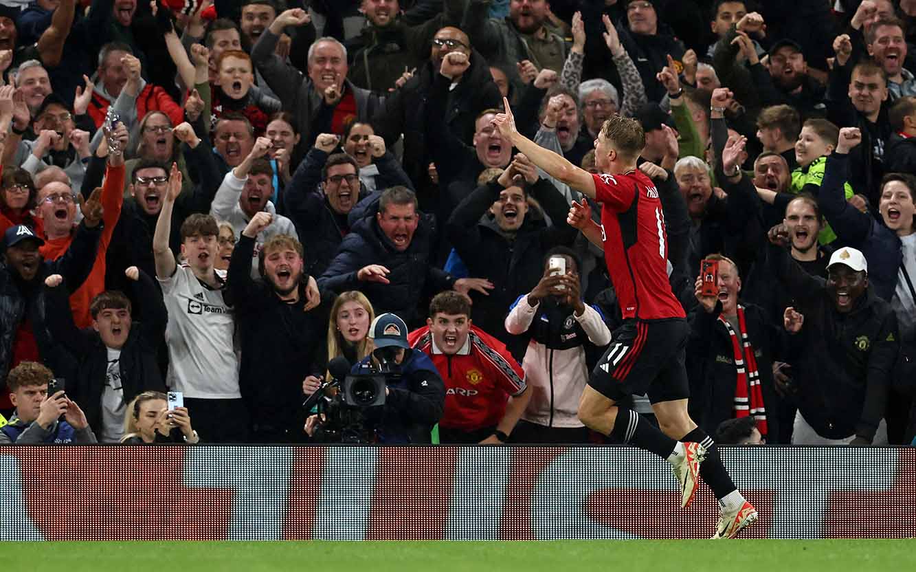 Rasmus Hojlund đã có cú đúp vào lưới Galatasaray ở Champions League. Ảnh: AFP