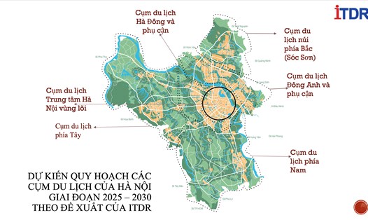 Đề xuất Quy hoạch các cụm du lịch của Hà Nội giai đoạn 2025 - 2035. Ảnh: ITDR