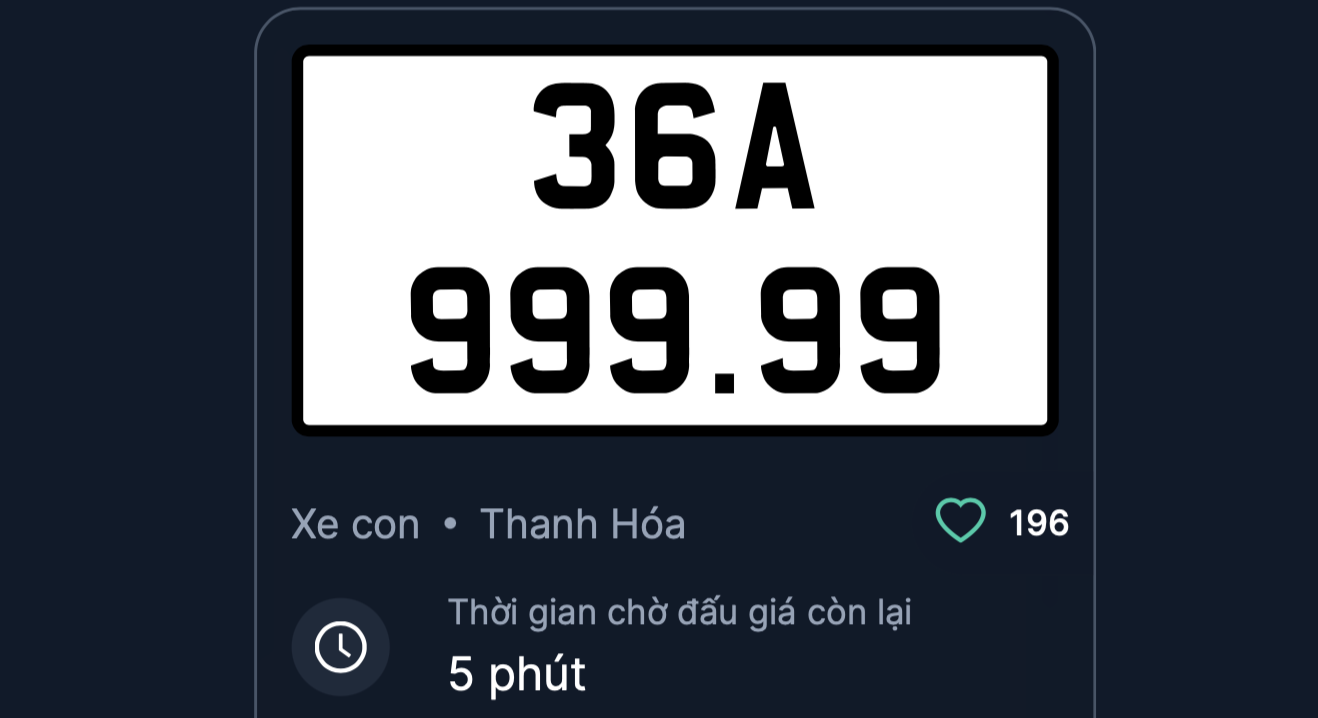 Biển số ngũ quý 9 tỉnh Thanh Hóa được trả giá hơn 5 tỉ đồng