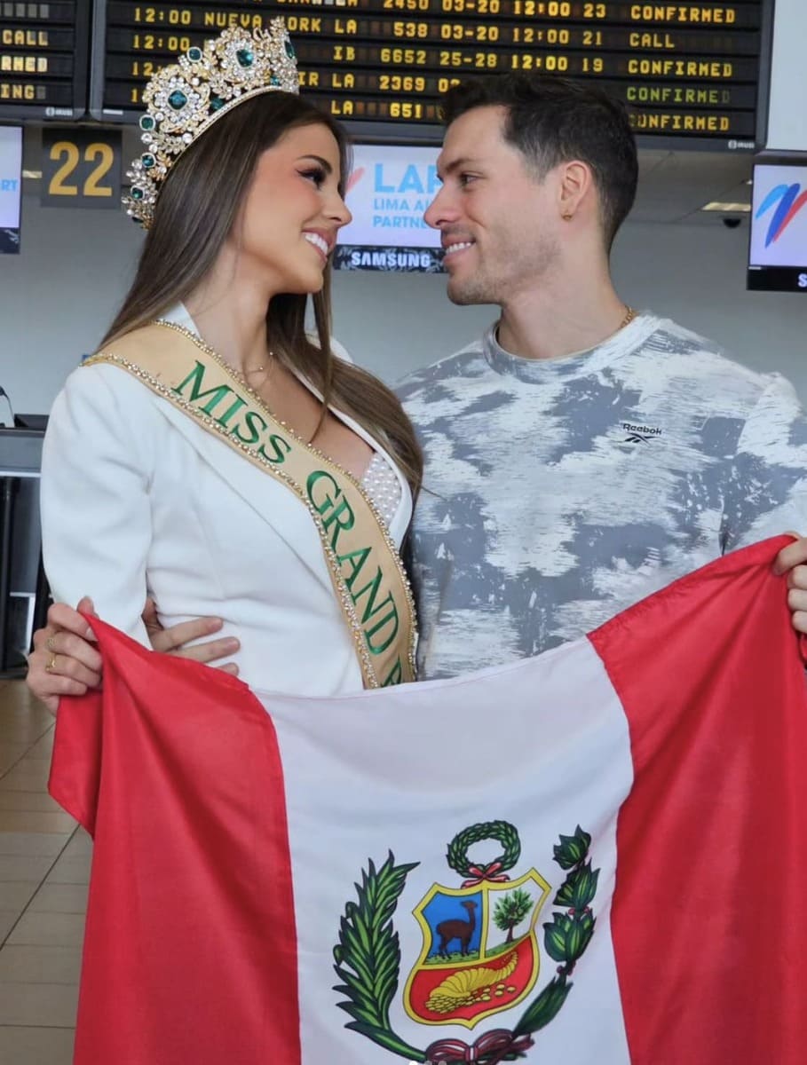Tân Hoa hậu Luciana Fuster tình tứ bên bạn trai trong ngày lên đường chinh chiến Miss Grand International 2023 ở Việt Nam. Ảnh: Instagram nhân vật