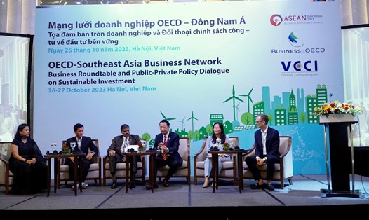 Tọa đàm và đối thoại của Mạng lưới doanh nghiệp OECD - Đông Nam Á diễn ra ngày 26.10 tại Hà Nội. Ảnh: Bộ Ngoại giao 