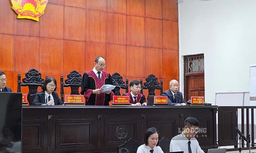 Thẩm phán, chủ tọa Đặng Phúc Lâm tuyên án. Ảnh: Đoàn Hưng