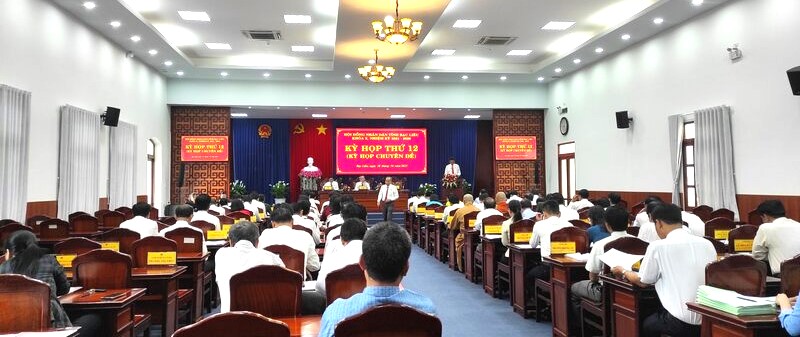 Quang cảnh kỳ họp HĐND tỉnh Bạc Liêu sáng ngày 28.10. Ảnh: Nhật Hồ