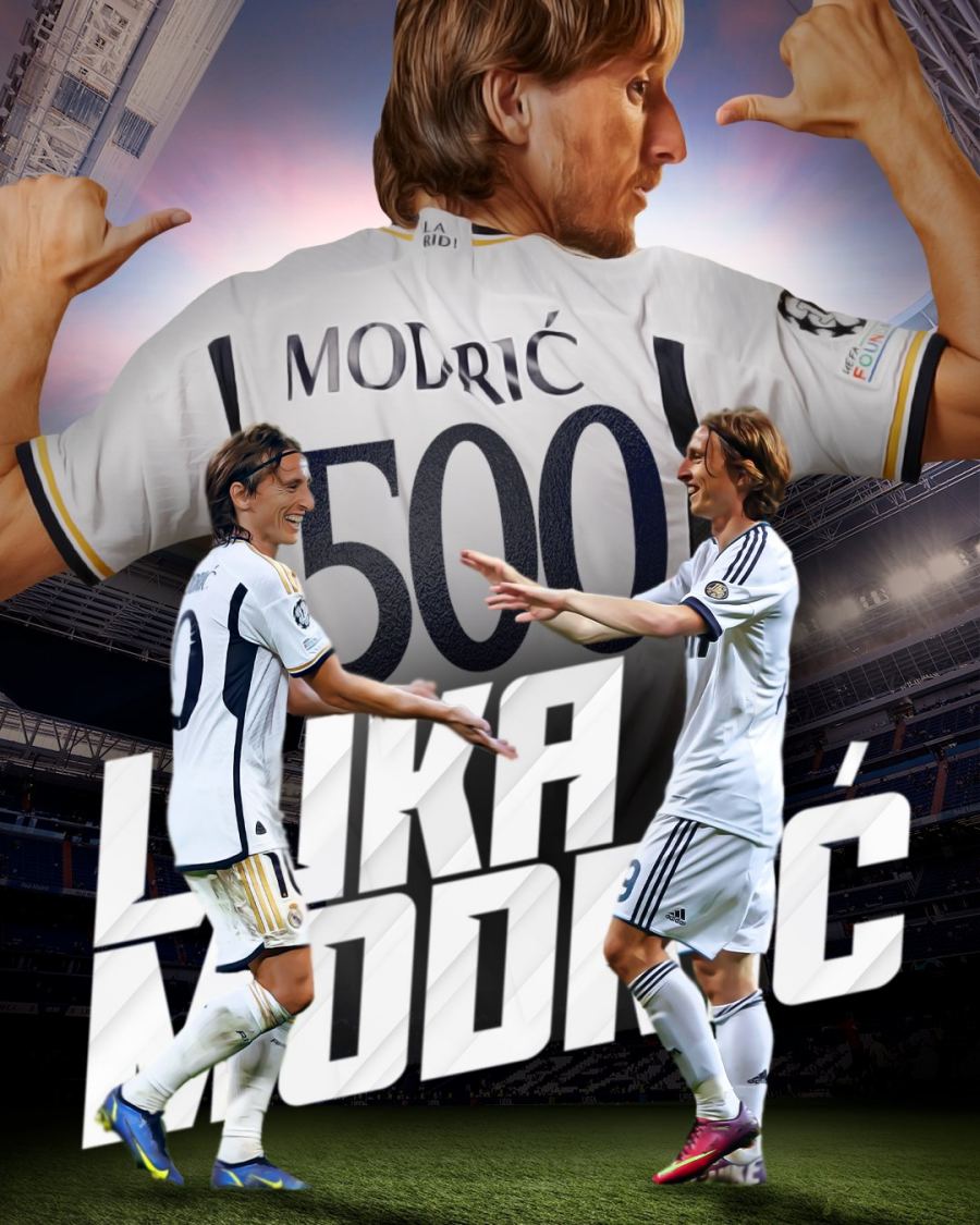 Luka Modric có trận đấu thứ 500 cho đội bóng Hoàng gia. Ảnh: Real Madrid CF