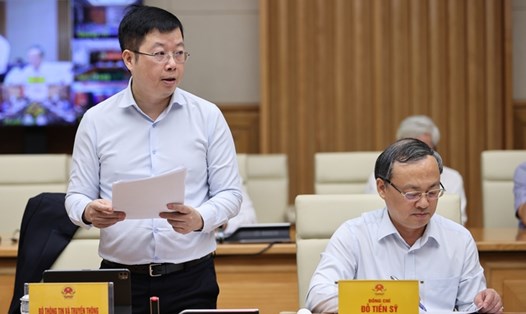 Thứ trưởng Bộ Thông tin và Truyền thông Nguyễn Thanh Lâm phát biểu tại hội nghị. Ảnh VGP