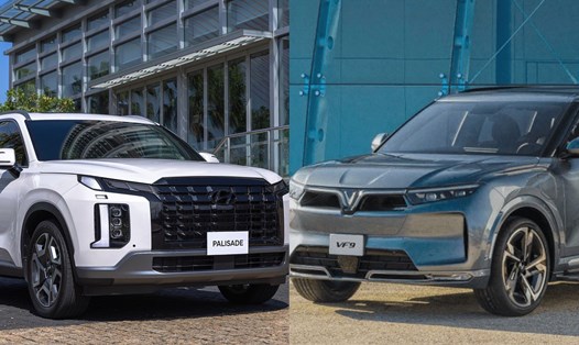 VinFast VF 9 và Hyundai Palisade là 2 chiếc SUV cỡ lớn có cùng mức giá lăn bánh ở thời điểm hiện tại. Ảnh: Lâm Anh