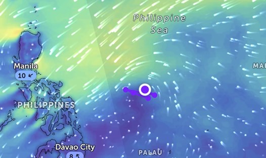 Áp thấp nhiệt đới hình thành ở phía đông Philippines. Ảnh: Zoom Earth