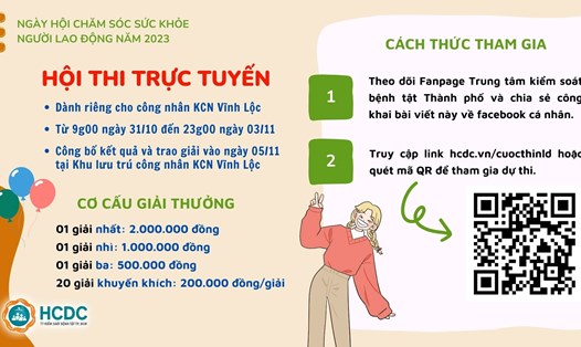 Cách thức tham gia thi trực tuyến về sức khoẻ cho công nhân KCN Vĩnh Lộc. Ảnh: HCDC