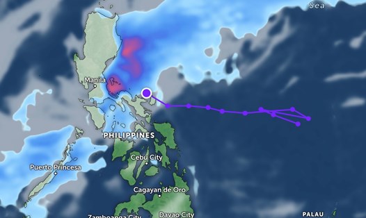 Áp thấp nhiệt đới đang tiến sát Philippines và gây mưa ở nhiều nơi. Ảnh: Zoom Earth