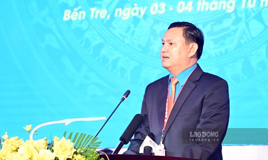  Ông Nguyễn Phúc Linh tái đắc cử Chủ tịch LĐLĐ tỉnh Bến Tre khóa XI, nhiệm kỳ 2023-2028. Ảnh: Đạt Phan