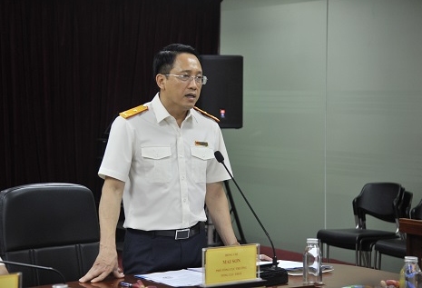 Phó Tổng Cục trưởng Tổng cục Thuế Mai Sơn phát biểu chỉ đạo tại Hội nghị. Ảnh: Cục Thuế TP Hà Nội.