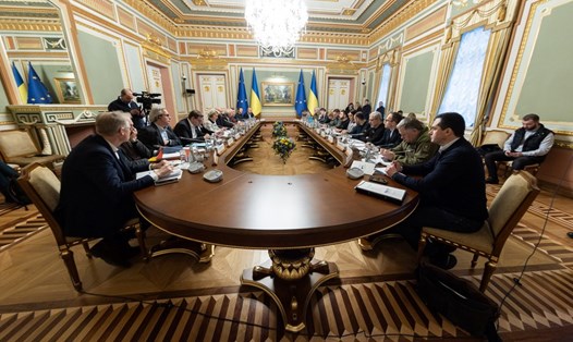 Hội nghị thượng đỉnh Ukraina-EU lần thứ 24 ở Kiev, Ukraina, ngày 3.2.2023. Ảnh: Xinhua