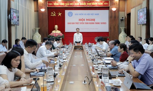 Tổng Giám đốc BHXH Việt Nam Nguyễn Thế Mạnh phát biểu tại hội nghị. Ảnh: Thái An