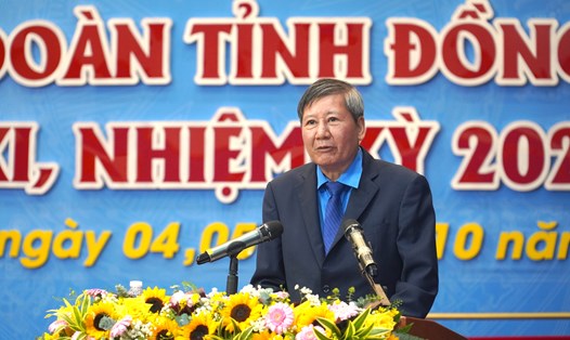 Phó Chủ tịch Thường trực Tổng LĐLĐVN Trần Thanh Hải phát biểu tại Đại hội Công đoàn tỉnh Đồng Nai lần thứ XI diễn ra ngày 5.10. Ảnh: Hà Anh Chiến