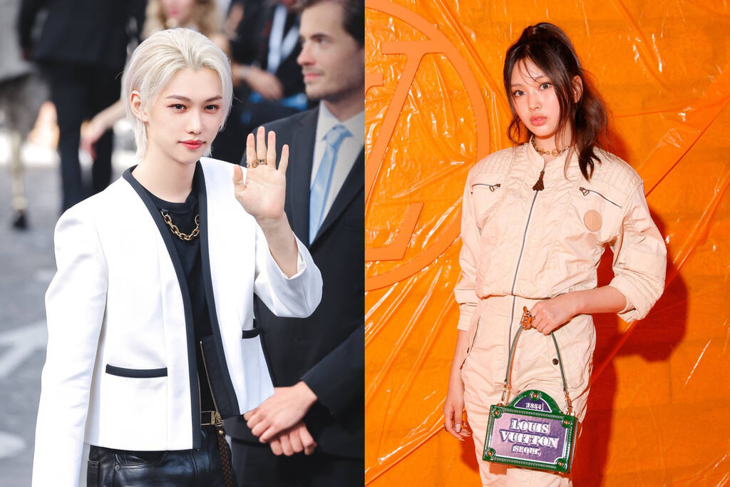 Felix (Stray Kids) và Hyein (NewJeans) tại show Louis Vuitton Xuân Hè 2024. Ảnh: X