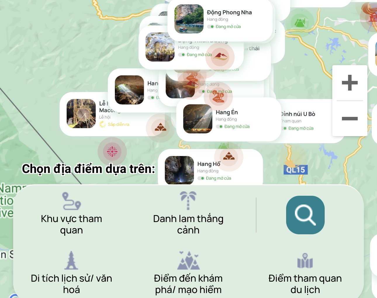 Giao diện bản đồ số du lịch Quảng Bình. Ảnh: Lê Phi Long