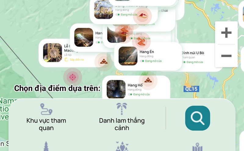 Giao diện bản đồ số du lịch Quảng Bình. Ảnh: Lê Phi Long