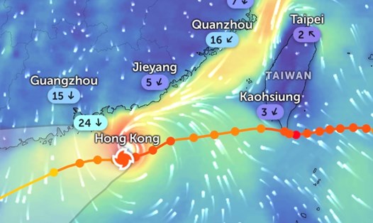 Vị trí của bão Koinu sáng 7.10. Ảnh: Zoom Earth