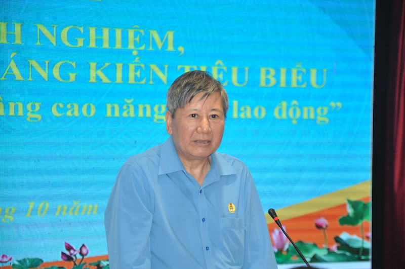 Phó Chủ tịch Thường trực Tổng Liên đoàn Lao động Việt Nam Trần Thanh Hải phát biểu tại chương trình. Ảnh: Quế Chi 