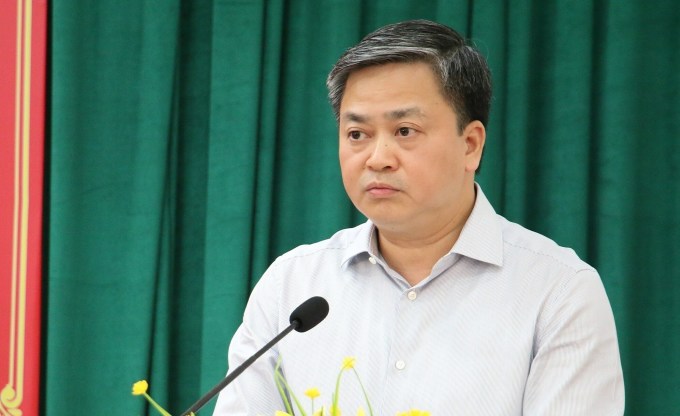 Bí thư Bến Tre Lê Đức Thọ tại hội nghị tháng 5.2023. Ảnh: TTXVN