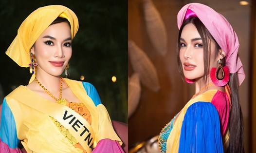 Hoa hậu Hoà bình Việt Nam và Hoa hậu Hoà bình Thái Lan trong hoạt động trải nghiệm văn hoá. Ảnh: Ban tổ chức