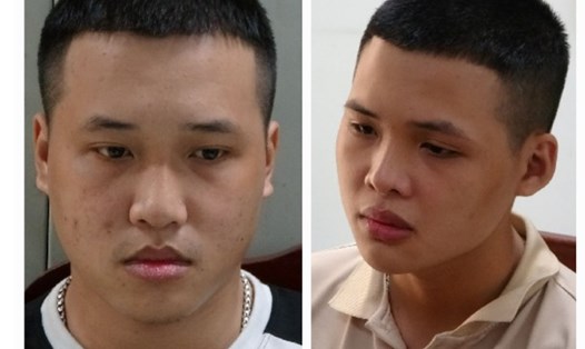 2 đối tượng gồm: Phong và Phú bị công an TP Mỹ Tho tạm giữ để điều tra về hành vi cưỡng đoạt tài sản. Ảnh: Công an tỉnh Tiền Giang