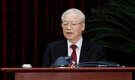 Tổng Bí thư Nguyễn Phú Trọng phát biểu bế mạc Hội nghị Trung ương 8 khoá XIII. Ảnh: Phạm Cường