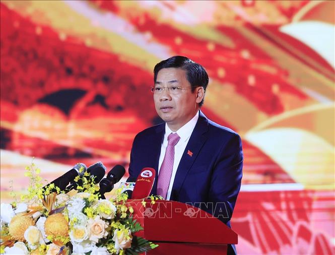 Bí thư Tỉnh ủy Bắc Giang Dương Văn Thái phát biểu tại Lễ kỷ niệm. Ảnh: TTXVN