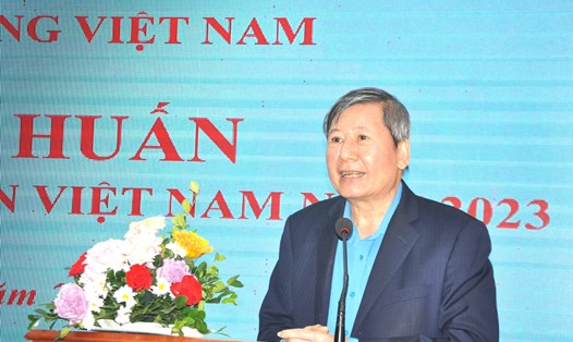 Phó Chủ tịch Thường trực Tổng LĐLĐVN Trần Thanh Hải phát biểu tại hội nghị. Ảnh: Quế Chi 