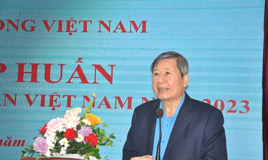 Phó Chủ tịch Thường trực Tổng LĐLĐVN Trần Thanh Hải phát biểu tại hội nghị. Ảnh: Quế Chi