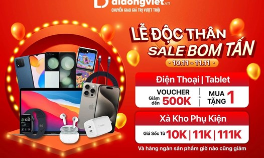 “Lễ độc thân - Deal bom tấn" điện thoại giảm chồng giảm đến 10 triệu đồng tại Di Động Việt. Ảnh: Di Động Việt