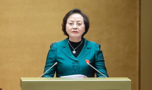 Bộ trưởng Bộ Nội vụ Phạm Thị Thanh Trà tại phiên họp. Ảnh: Phạm Thắng/VPQH