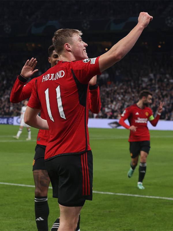 Rasmus Hojlund đã có đến 5 bàn sau 4 trận tại Champions League. Ảnh: Manchester United