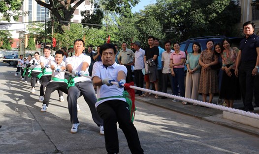 Các đội thi tham gia hội thao của Công đoàn ngành NN và PTNN tỉnh Thái Bình. Ảnh: Bá Mạnh