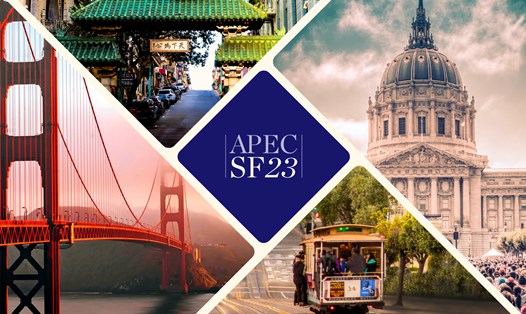 Banner trên website chính thức của APEC 2023 San Francisco, Mỹ. Ảnh: APEC
