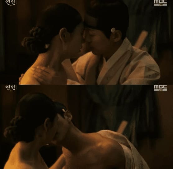 Cảnh nóng của Ahn Eun Jin và Nam Goong Min trong “Người yêu dấu“. Ảnh: Chụp màn hình